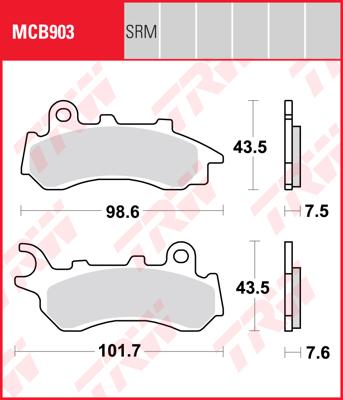 TRW Remblokken, en remschoenen voor de moto, MCB903SRM Sinter maxi scooter