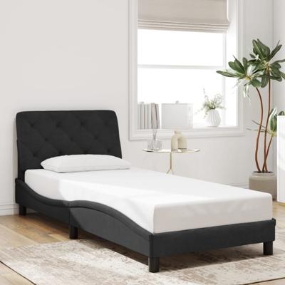 Bedframe met hoofdeinde fluweel zwart 90x200 cm