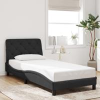 Bedframe met hoofdeinde fluweel zwart 90x200 cm