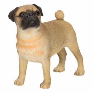 Decoratie beeld - Mopshond - beige - 13 cm - Polystone - Honden