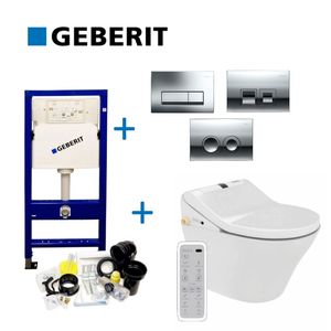 Geberit UP100 Toiletset 43 Maro D&apos;Italia DI600 Douchewc Met Wandcloset En Drukplaat