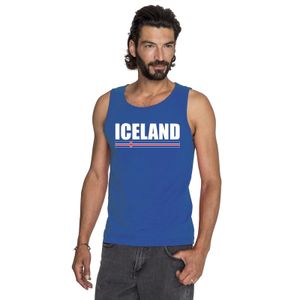 Blauw Ijsland supporter singlet shirt/ tanktop heren