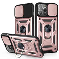 iPhone 15 Pro Max hoesje - Backcover - Rugged Armor - Camerabescherming - Extra valbescherming - TPU - Rose Goud - thumbnail