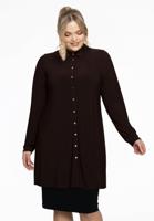 Yoek Blouse met gouden knoopjes | Bruin | Maat 54/56