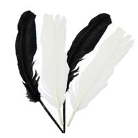Iindianenveren/sierveren - 60x stuks - zwart/wit - 16 cm - Decoratie veertjes/veren