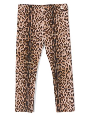 Roberto Cavalli Junior legging à imprimé léopard - Marron