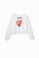 Cropped T-shirt met Love - WHITE - 11/12