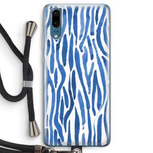 Blauwe nerven: Huawei P20 Transparant Hoesje met koord