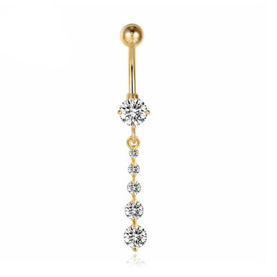 Cilla Navelpiercing van Edelstaal - Zirkonia Goud