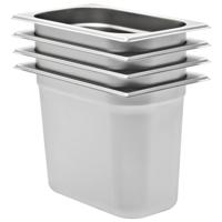 VidaXL Gastronormbakken 4 st gn 1/4 200 mm roestvrij staal