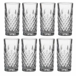 LAV longdrink/water/drinkglazen Odin - gedecoreerd glas - 8x stuks - 350 ml