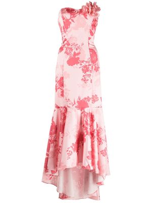 Marchesa Notte robe mi-longue à fleurs - Rose