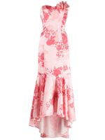 Marchesa Notte robe mi-longue à fleurs - Rose