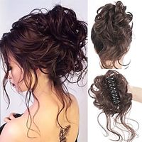 klauw messy bun haarstukken clip golvend krullend haar chignon clip in haarstukjes warrige updo donut knot synthetisch nep haar paardenstaart voor vrouwen meisjes Lightinthebox