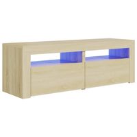 The Living Store TV-meubel Sonoma Eiken - Hifi-kast 120x35x40cm - LED-verlichting - thumbnail