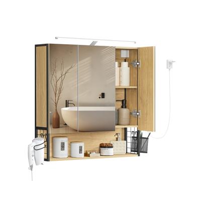 Spiegelkast met verlichting, Natuurlijke Eiken