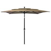 Parasol 3-laags met aluminium paal 2,5x2,5 m taupe - thumbnail