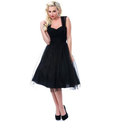 30% korting | Unique Vintage Garden Mesh Dress Black -XS