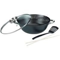 5-delige multifunctionele wok - GSW - 860956 - Gegoten staal - 32 cm - Geschikt voor alle kookplaten, inclusief inductie