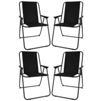 Redcliffs Stoel unica - 4x - zwart - opvouwbaar - 75 x 38 cm - metaal/polyester - campingstoel/tuins