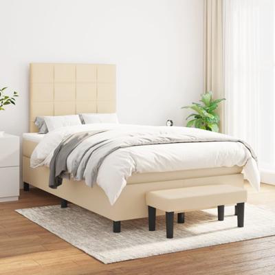 Boxspring met matras stof crèmekleurig 120x200 cm