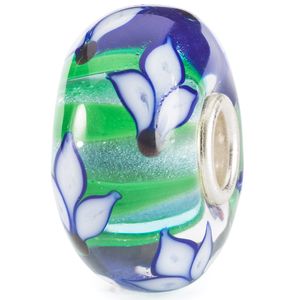 Trollbeads TGLBE-20384 Kraal Bloeiende blauwe iris zilver-glas