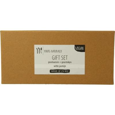 Yours Naturally Giftset 2 geurkaars&1x geurstokjes witte jasmijn