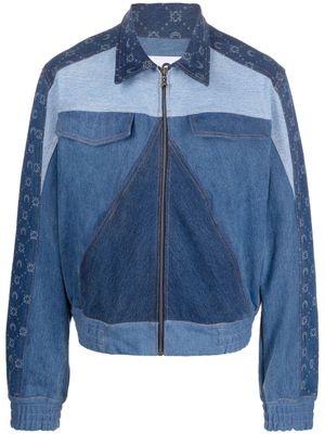 Marine Serre veste en jean à design patchwork - Bleu