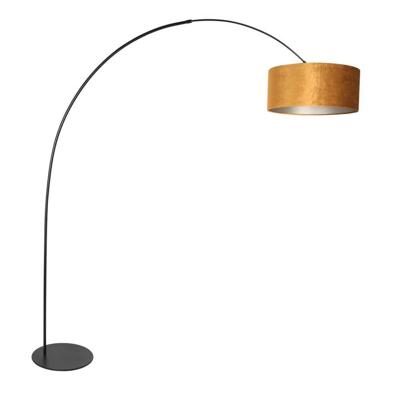 Steinhauer VloerlampCurve zwart met gouden kap Ø 50cm - 4264ZW