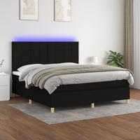 Boxspring met matras en LED stof zwart 180x200 cm