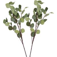 Kunstbloem Eucalyptus tak Real Touch - 2x - 90 cm - groen - losse steel - Kunst zijdebloemen