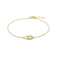 14k Geelgouden Anker Armband met Zirkonia - 16,5-18,5 cm