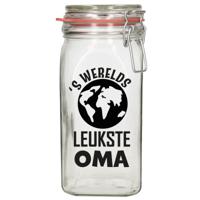 Bellatio Decorations Cadeau voorraadpot/snoeppot - oma - glas - 12 x 7 cm - 1,5 liter - verjaardag   -