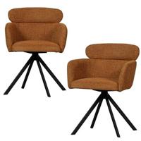 WOOOD Fenne Draaibare Eetkamerstoelen - Polyester - Ginger - Set van 2