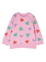 Stella McCartney Kids sweat en jersey à cœurs imprimés - Rose