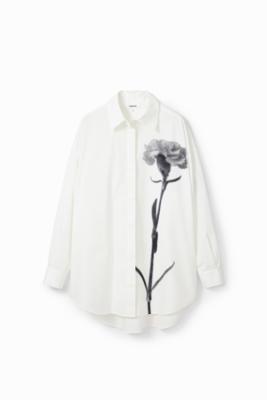 Oversized blouse met bloem - WHITE - S/M