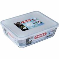 Voedselopslagcontainer Pyrex Wit Zwart Transparant Clear Rechthoekig - thumbnail