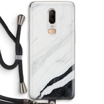 Elegante marmer: OnePlus 6 Transparant Hoesje met koord