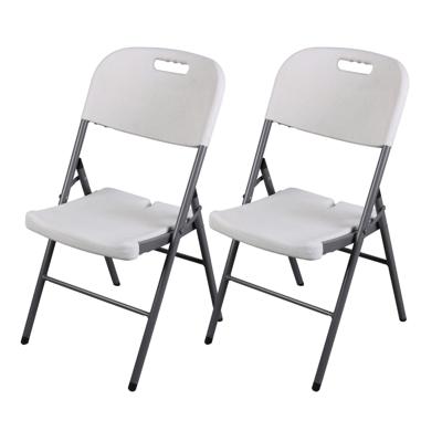 Sunnydays Klapstoel - 2x - met pvc zitting - wit - 44 x 45 x 86 cm - metaal
