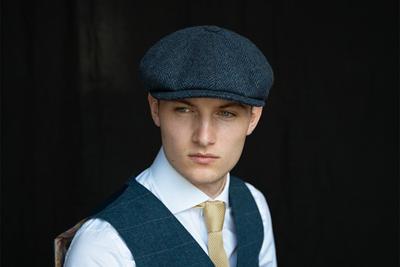 CitySport Cap Deluxe | Blauw Wol Visgraat | 8-Panelen | Peaky Blinders