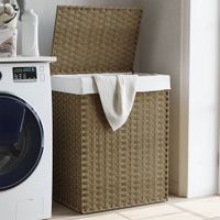 Wasmand met deksel 46x33x60 cm poly rattan