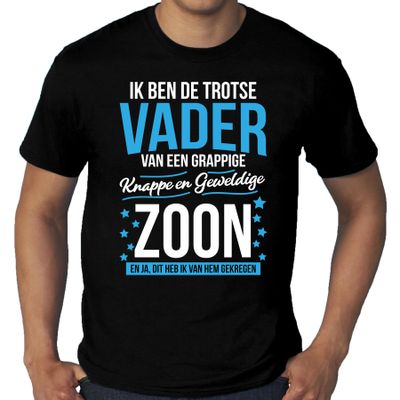 Grote maten Trotse vader / zoon cadeau t-shirt zwart voor heren
