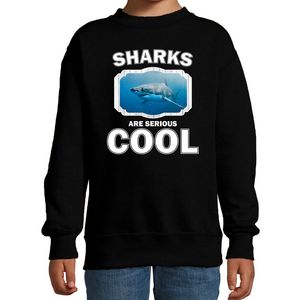 Sweater sharks are serious cool zwart kinderen - haaien/ haai trui 14-15 jaar (170/176)  -