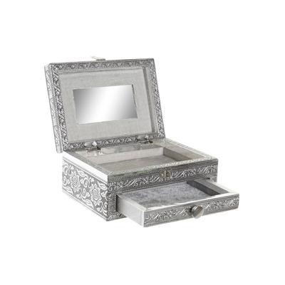 Juwelenkistje Home ESPRIT Zilverkleurig Natuurlijk Hout Aluminium 17,5 x 12,5 x 8,5 cm