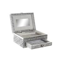 Juwelenkistje Home ESPRIT Zilverkleurig Natuurlijk Hout Aluminium 17,5 x 12,5 x 8,5 cm