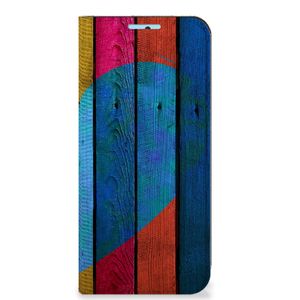 Xiaomi Redmi Note 11/11S Book Wallet Case Wood Heart - Cadeau voor je Vriend