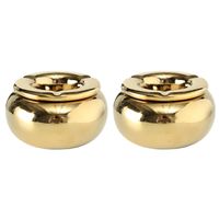 2x stuks gouden terras asbakken/storm asbakken 14 cm