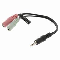 Nedis cagp22150bk02 audiokabel headset 3,5 mm male - 2x 3,5 mm female 0,2 m zwart - thumbnail
