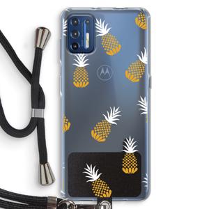 Ananasjes: Motorola Moto G9 Plus Transparant Hoesje met koord