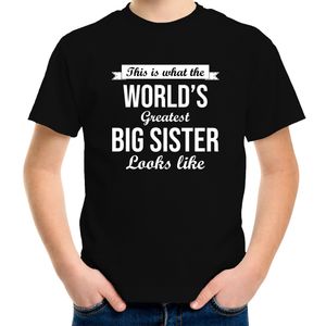 Worlds greatest big sister/ de beste grote zus cadeau t-shirt zwart meisjes / kinderen